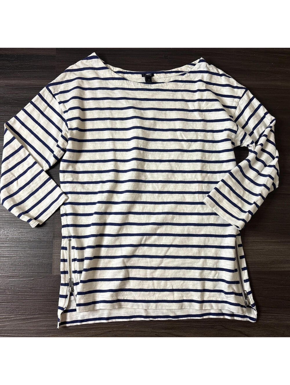 J.Crew Women’s Navy & White Knit Boatneck Top Size XS Nautical Coastal